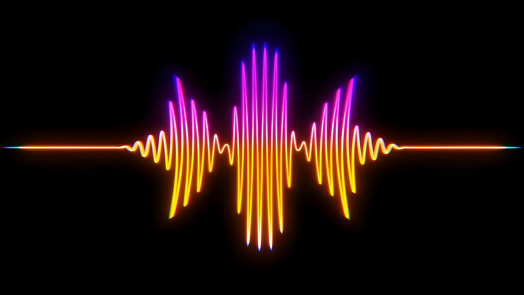 A colorful sound wave on a black background